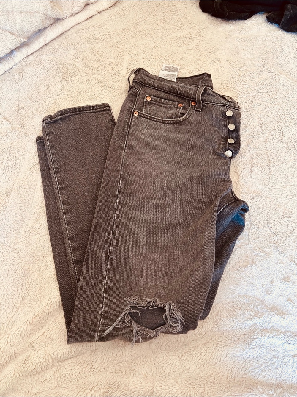 Levi's Black Skinny Jeans with Side Button Detail